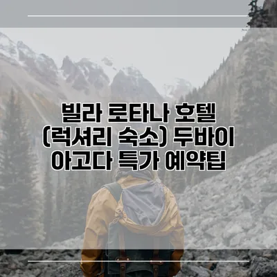 빌라 로타나 호텔 (럭셔리 숙소) 두바이 아고다 특가 예약팁