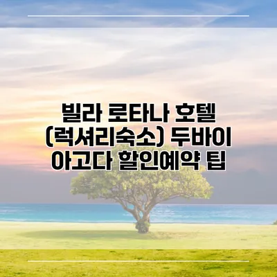 빌라 로타나 호텔 (럭셔리숙소) 두바이 아고다 할인예약 팁