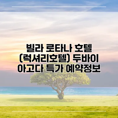 빌라 로타나 호텔 (럭셔리호텔) 두바이 아고다 특가 예약정보