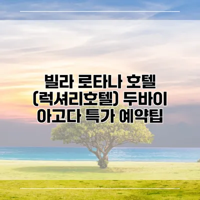 빌라 로타나 호텔 (럭셔리호텔) 두바이 아고다 특가 예약팁