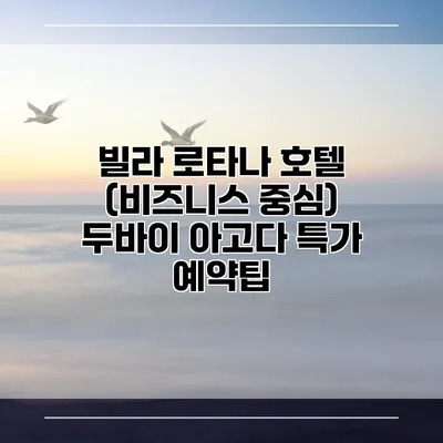 빌라 로타나 호텔 (비즈니스 중심) 두바이 아고다 특가 예약팁