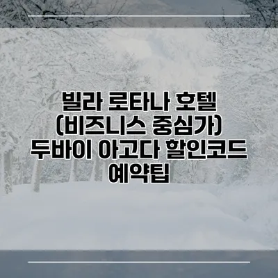 빌라 로타나 호텔 (비즈니스 중심가) 두바이 아고다 할인코드 예약팁