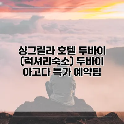 샹그릴라 호텔 두바이 (럭셔리숙소) 두바이 아고다 특가 예약팁