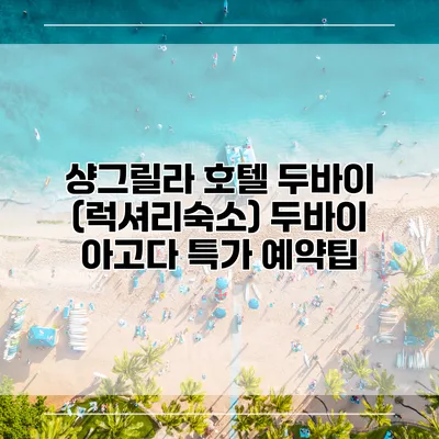 샹그릴라 호텔 두바이 (럭셔리숙소) 두바이 아고다 특가 예약팁