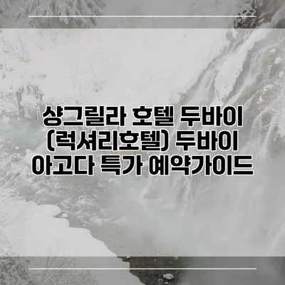 샹그릴라 호텔 두바이 (럭셔리호텔) 두바이 아고다 특가 예약가이드