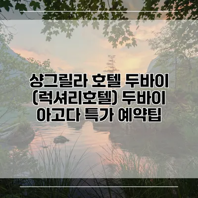 샹그릴라 호텔 두바이 (럭셔리호텔) 두바이 아고다 특가 예약팁