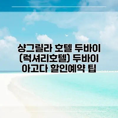 샹그릴라 호텔 두바이 (럭셔리호텔) 두바이 아고다 할인예약 팁
