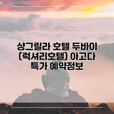 샹그릴라 호텔 두바이 (럭셔리호텔) 아고다 특가 예약정보
