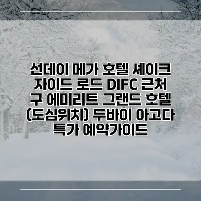 선데이 메가 호텔 셰이크 자이드 로드 DIFC 근처 구 에미리트 그랜드 호텔 (도심위치) 두바이 아고다 특가 예약가이드