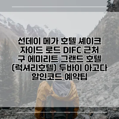 선데이 메가 호텔 셰이크 자이드 로드 DIFC 근처 구 에미리트 그랜드 호텔 (럭셔리호텔) 두바이 아고다 할인코드 예약팁