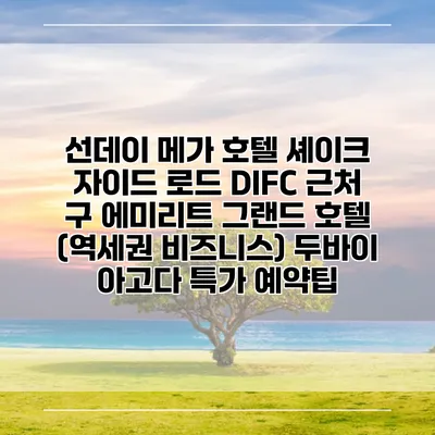 선데이 메가 호텔 셰이크 자이드 로드 DIFC 근처 구 에미리트 그랜드 호텔 (역세권 비즈니스) 두바이 아고다 특가 예약팁