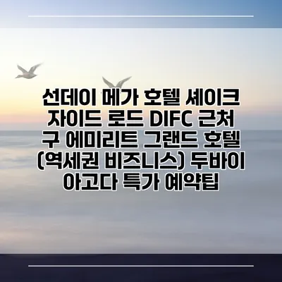 선데이 메가 호텔 셰이크 자이드 로드 DIFC 근처 구 에미리트 그랜드 호텔 (역세권 비즈니스) 두바이 아고다 특가 예약팁