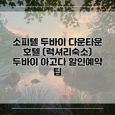 소피텔 두바이 다운타운 호텔 (럭셔리숙소) 두바이 아고다 할인예약 팁