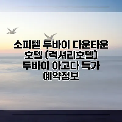 소피텔 두바이 다운타운 호텔 (럭셔리호텔) 두바이 아고다 특가 예약정보