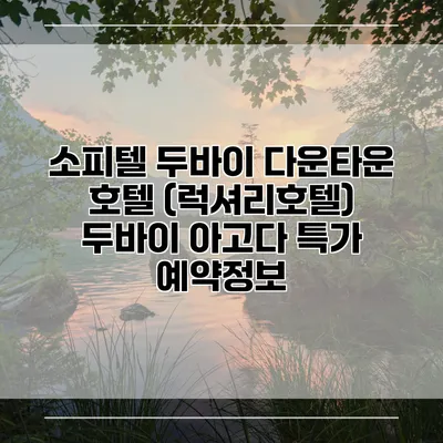 소피텔 두바이 다운타운 호텔 (럭셔리호텔) 두바이 아고다 특가 예약정보