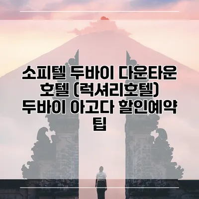 소피텔 두바이 다운타운 호텔 (럭셔리호텔) 두바이 아고다 할인예약 팁