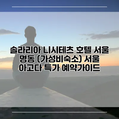 솔라리아 니시테츠 호텔 서울 명동 (가성비숙소) 서울 아고다 특가 예약가이드