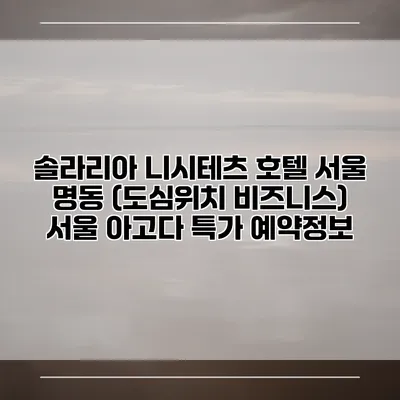 솔라리아 니시테츠 호텔 서울 명동 (도심위치 비즈니스) 서울 아고다 특가 예약정보