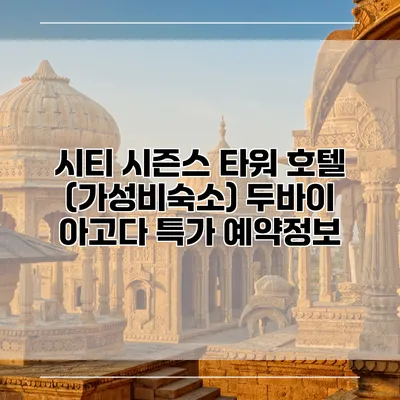 시티 시즌스 타워 호텔 (가성비숙소) 두바이 아고다 특가 예약정보