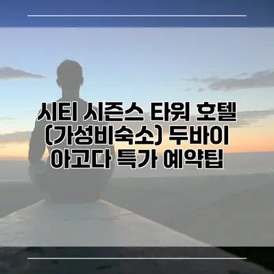 시티 시즌스 타워 호텔 (가성비숙소) 두바이 아고다 특가 예약팁