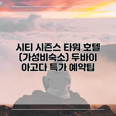 시티 시즌스 타워 호텔 (가성비숙소) 두바이 아고다 특가 예약팁