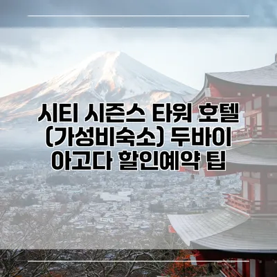 시티 시즌스 타워 호텔 (가성비숙소) 두바이 아고다 할인예약 팁