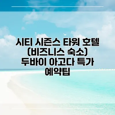 시티 시즌스 타워 호텔 (비즈니스 숙소) 두바이 아고다 특가 예약팁