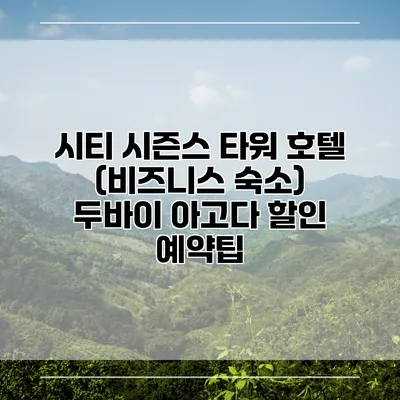 시티 시즌스 타워 호텔 (비즈니스 숙소) 두바이 아고다 할인 예약팁