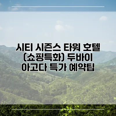 시티 시즌스 타워 호텔 (쇼핑특화) 두바이 아고다 특가 예약팁