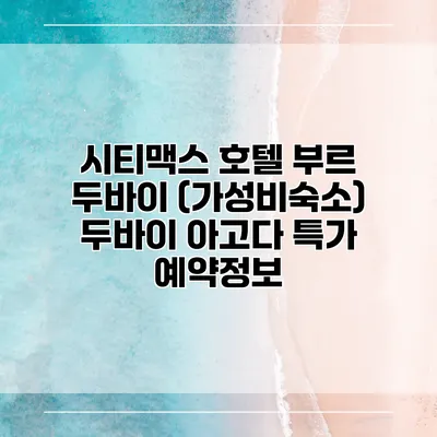 시티맥스 호텔 부르 두바이 (가성비숙소) 두바이 아고다 특가 예약정보