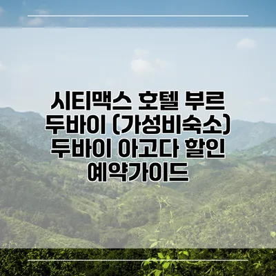 시티맥스 호텔 부르 두바이 (가성비숙소) 두바이 아고다 할인 예약가이드