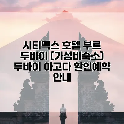 시티맥스 호텔 부르 두바이 (가성비숙소) 두바이 아고다 할인예약 안내