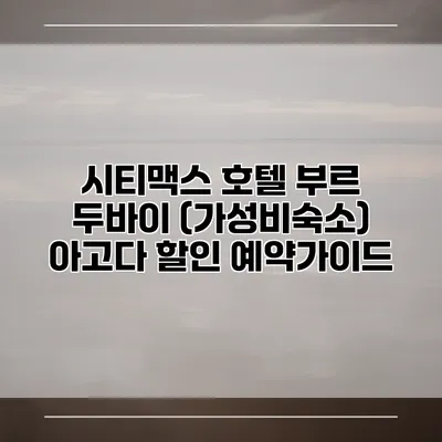 시티맥스 호텔 부르 두바이 (가성비숙소) 아고다 할인 예약가이드