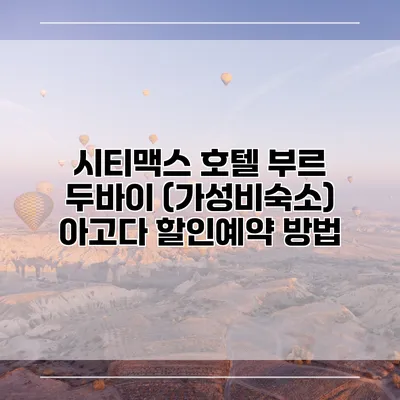 시티맥스 호텔 부르 두바이 (가성비숙소) 아고다 할인예약 방법