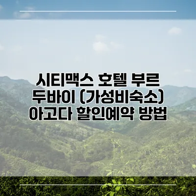시티맥스 호텔 부르 두바이 (가성비숙소) 아고다 할인예약 방법