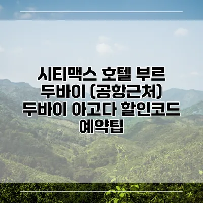 시티맥스 호텔 부르 두바이 (공항근처) 두바이 아고다 할인코드 예약팁
