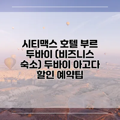 시티맥스 호텔 부르 두바이 (비즈니스 숙소) 두바이 아고다 할인 예약팁