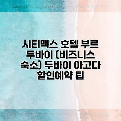 시티맥스 호텔 부르 두바이 (비즈니스 숙소) 두바이 아고다 할인예약 팁