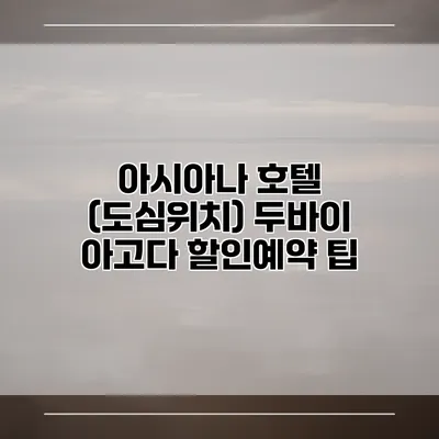 아시아나 호텔 (도심위치) 두바이 아고다 할인예약 팁