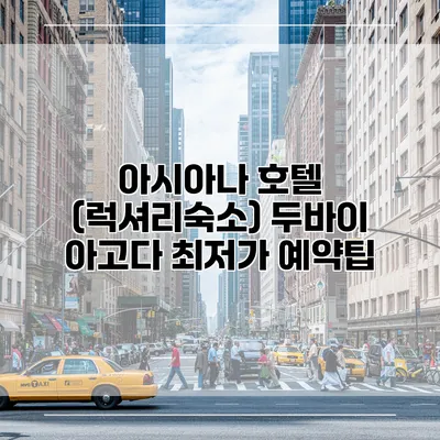 아시아나 호텔 (럭셔리숙소) 두바이 아고다 최저가 예약팁