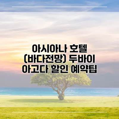 아시아나 호텔 (바다전망) 두바이 아고다 할인 예약팁