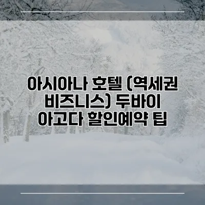 아시아나 호텔 (역세권 비즈니스) 두바이 아고다 할인예약 팁