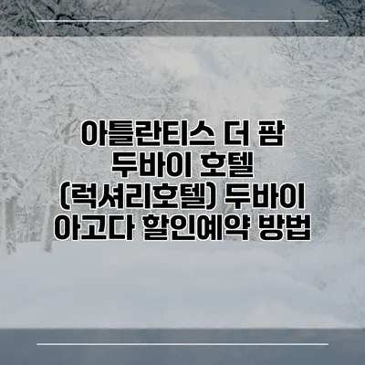 아틀란티스 더 팜 두바이 호텔 (럭셔리호텔) 두바이 아고다 할인예약 방법