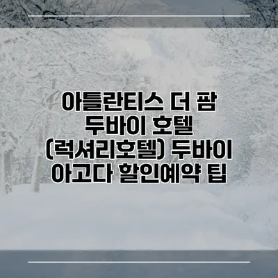 아틀란티스 더 팜 두바이 호텔 (럭셔리호텔) 두바이 아고다 할인예약 팁