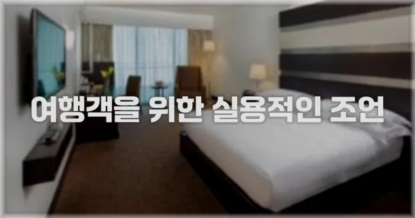 여행객을 위한 실용적인 조언