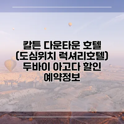 칼튼 다운타운 호텔 (도심위치 럭셔리호텔) 두바이 아고다 할인 예약정보