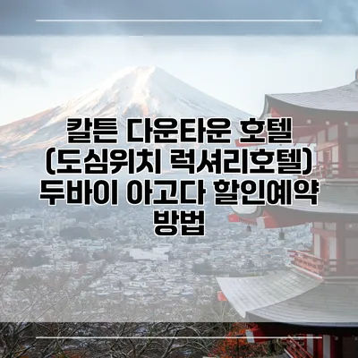 칼튼 다운타운 호텔 (도심위치 럭셔리호텔) 두바이 아고다 할인예약 방법