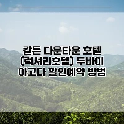 칼튼 다운타운 호텔 (럭셔리호텔) 두바이 아고다 할인예약 방법