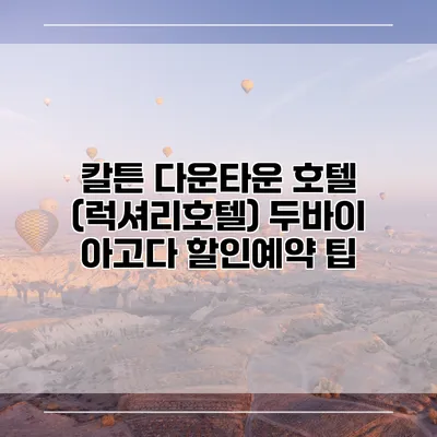 칼튼 다운타운 호텔 (럭셔리호텔) 두바이 아고다 할인예약 팁