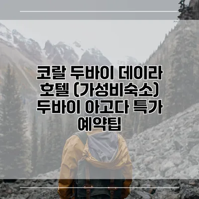 코랄 두바이 데이라 호텔 (가성비숙소) 두바이 아고다 특가 예약팁